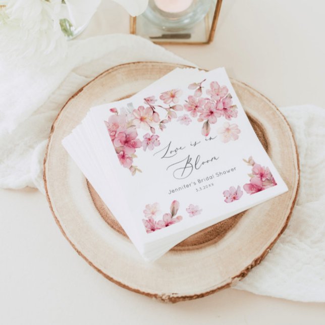 Serviette En Papier Serviettes de douche nuptiale en fleurs de cerisie (Créateur téléchargé)