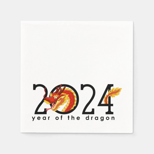 Serviette En Papier Serviettes de dragon de dessin animé chinois 2024 (Devant)