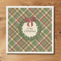 Serviettes de fête à carreaux de Noël cosy avec co