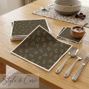 Serviette En Papier Serviettes de fête à feuilles vertes – Aspect bota