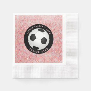 Serviette En Papier Serviettes de fête à thème de football rose pour f