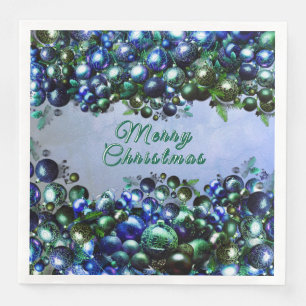 Serviette En Papier Serviettes de fête avec accent bleu et vert