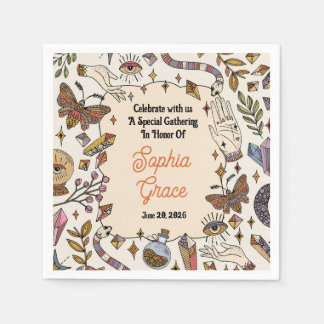 Serviette En Papier Serviettes de fête célestes boho mystiques
