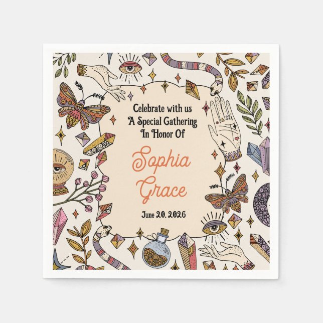 Serviette En Papier Serviettes de fête célestes boho mystiques (Devant)