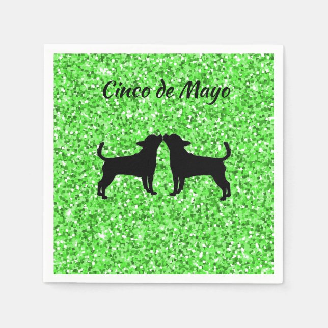 Serviette En Papier Serviettes de fête Cinco de Mayo à paillettes vert (Devant)