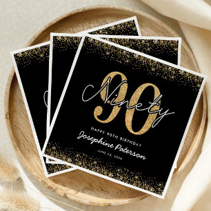 Serviette En Papier Serviettes de fête Classiques Noir Or 90ème