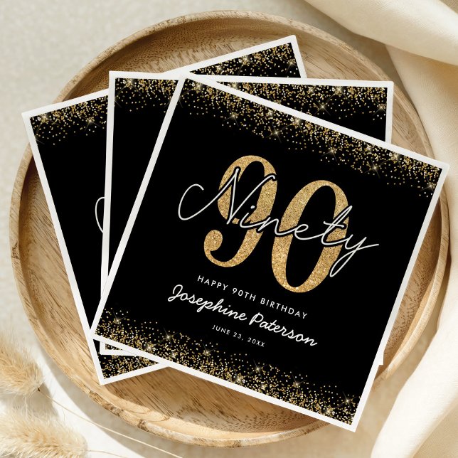 Serviette En Papier Serviettes de fête Classiques Noir Or 90ème (Créateur téléchargé)