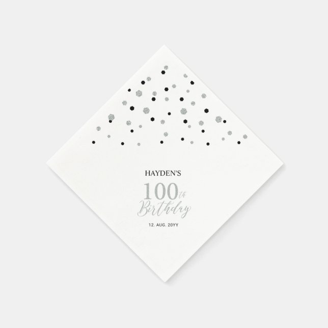 Serviette En Papier Serviettes de fête d'anniversaire 100 ans argent e (Coin)