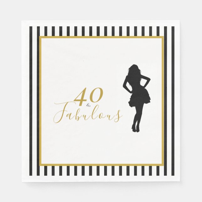 Serviette En Papier Serviettes de fête d'anniversaire 40 ans & Fabuleu (Devant)