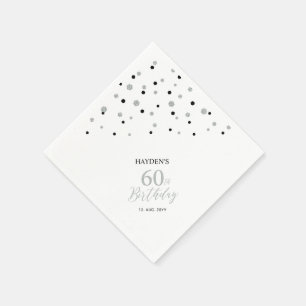 Serviette En Papier Serviettes de fête d'anniversaire 60 ans Argent et