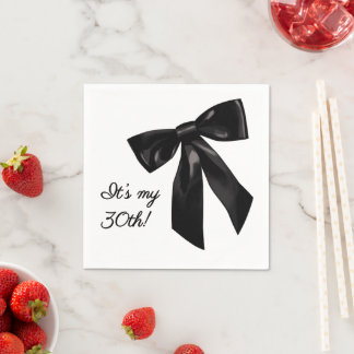 Serviette En Papier Serviettes de fête d'anniversaire à nœud noir élég