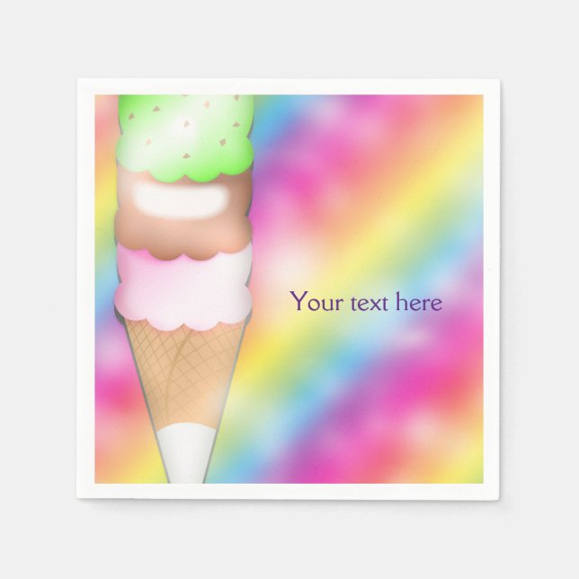 Serviette En Papier Serviettes de fête d'anniversaire de crème glacée  (Devant)