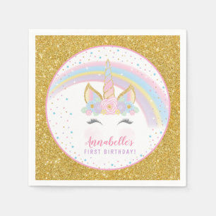 Serviette En Papier Serviettes de fête d'anniversaire de licorne