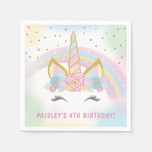 Serviette En Papier Serviettes de fête d'anniversaire de licorne