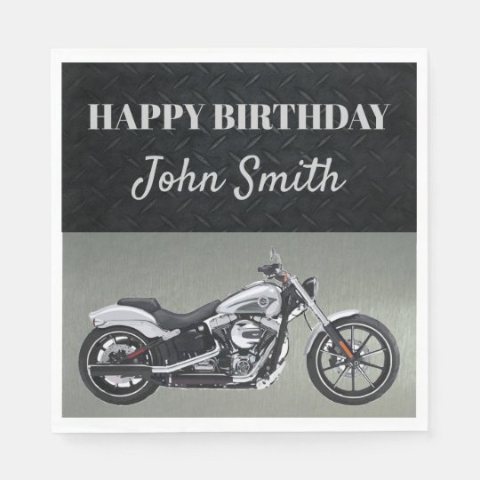 Serviette En Papier Serviettes De Fete D Anniversaire De Moto Zazzle Fr