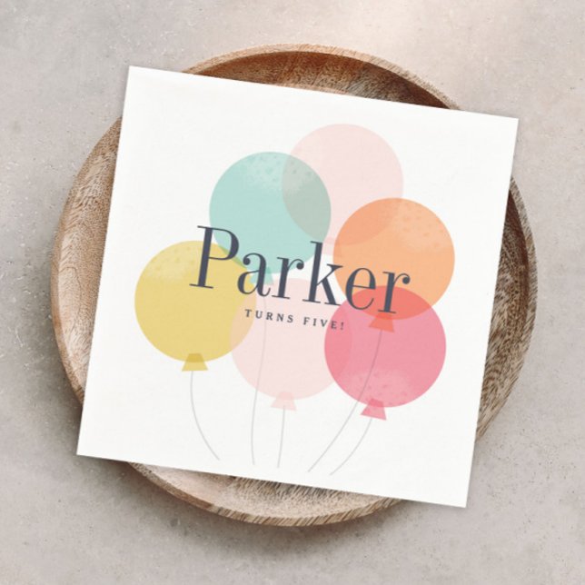 Serviette En Papier Serviettes de fête d'anniversaire du bouquet de ba (Modern colorful balloons kids birthday party paper napkin.)