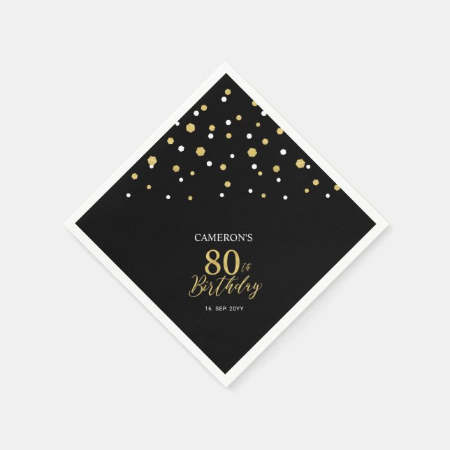 Serviette En Papier Serviettes de fête d'anniversaire Gold & Black 80t (Coin)