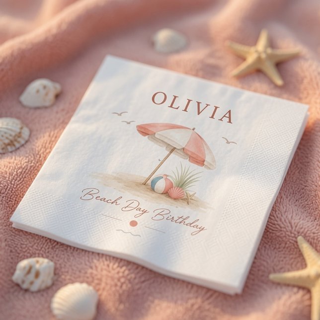 Serviette En Papier Serviettes de fête d'anniversaire Minimal Beach Da (Créateur téléchargé)