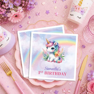 Serviette En Papier Serviettes de fête d'anniversaire pour fille, coul
