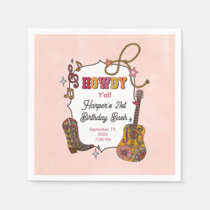 Serviette En Papier Serviettes de fête de cowgirl western rose