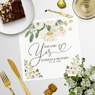 Serviette En Papier Serviettes de fête de fiançailles florales Elle a 