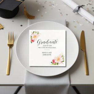 Serviette En Papier Serviettes de fête de fin d'études florales élégan