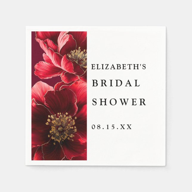 Serviette En Papier Serviettes de fête de mariage florales élégantes r (Devant)