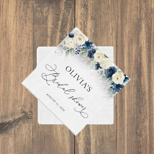 Serviette En Papier Serviettes de fete de mariage Navy Blue et Roses B