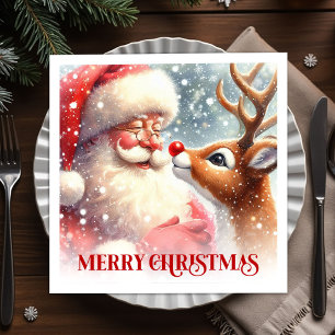 Serviette En Papier Serviettes de fête de Noël Santa Rudolph ludiques 