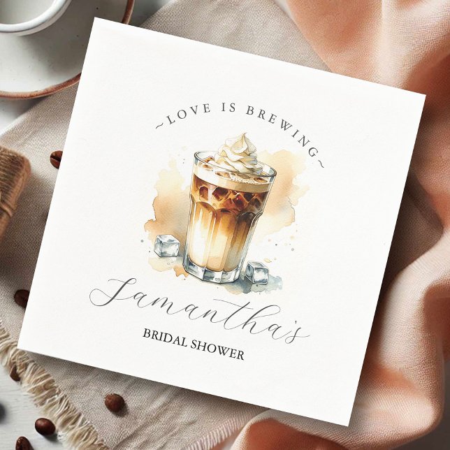 Serviette En Papier Serviettes de fête décoratives thème café Shower d (bridal shower decor love is brewing iced coffee art)