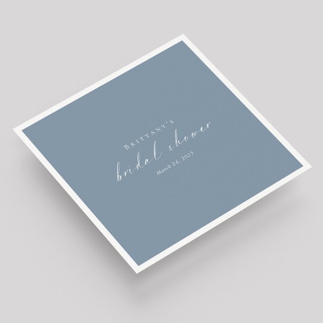 Serviette En Papier Serviettes de Fête des mariées Dusty Blue Custom (Dusty Blue Elegance: Custom Bridal Shower Napkins)