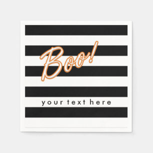 Serviette En Papier Serviettes de fête d'Halloween noir et blanc BOO