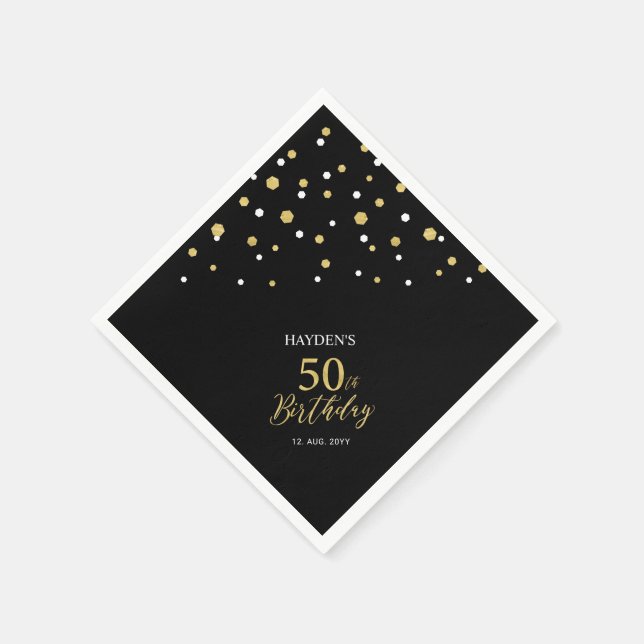 Serviette En Papier Serviettes de fête du 50e anniversaire Gold & Blac (Coin)