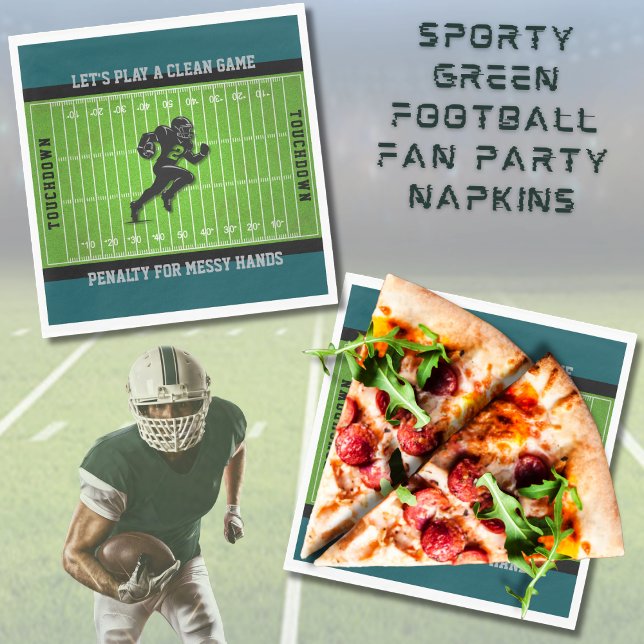 Serviette En Papier Serviettes de fête du ventilateur vert sportif (Tackle the mess on Game Day with these fun and functional football party napkins! )