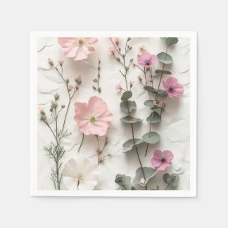 Serviette En Papier Serviettes de fête en papier botanique floral rose