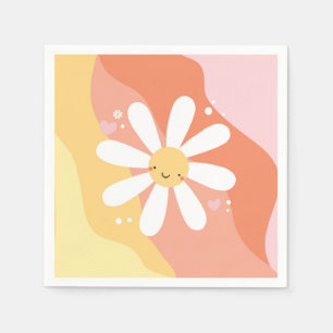 Serviette En Papier Serviettes de fête Fleur de pouvoir Daisy hippie d