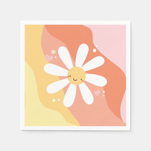 Serviette En Papier Serviettes de fête Flower Power Daisy hippie des a (Devant)