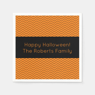 Serviette En Papier Serviettes de fête Halloween orange et noir chevro
