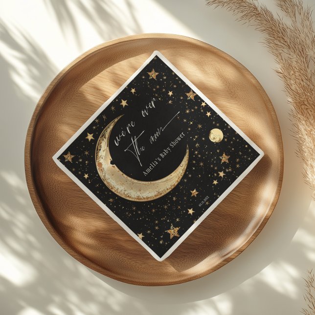 Serviette En Papier Serviettes de fête Lune Or Céleste (Créateur téléchargé)