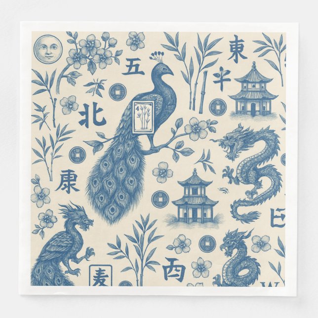 Serviette En Papier Serviettes de fête Mahjong Toile (Devant)