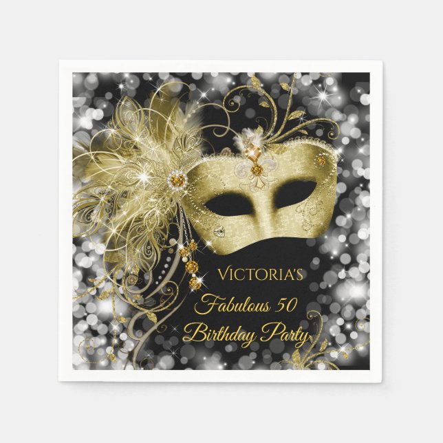 Serviette En Papier Serviettes de fête masquée (Devant)