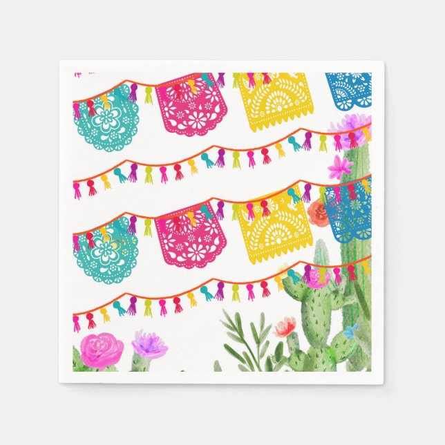 Serviette En Papier Serviettes de fête mexicaine avec bannières et cac (Devant)