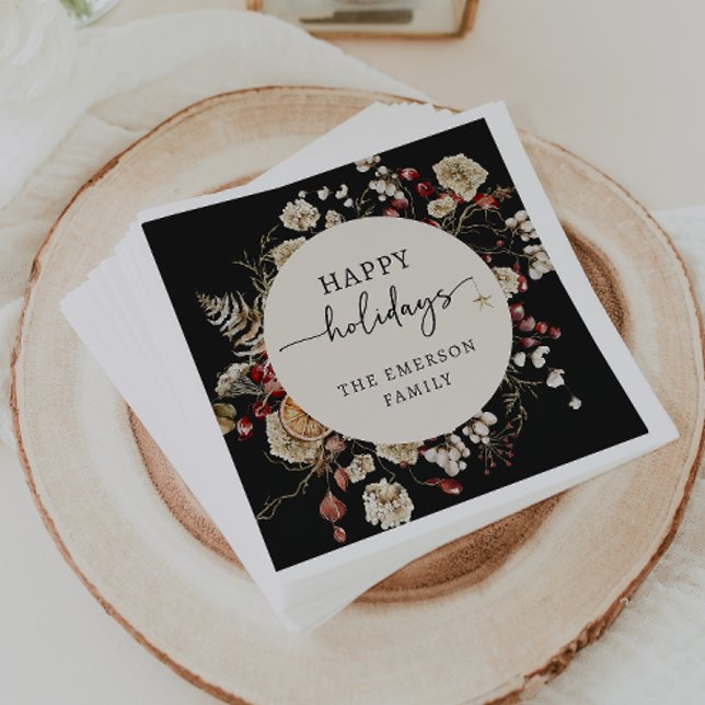 Serviette En Papier Serviettes de fête noires  (Black Holiday Napkins
)