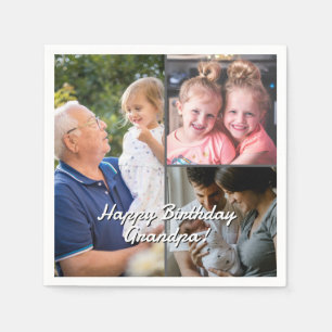 Serviette En Papier Serviettes de fête personnalisées avec 3 photos et