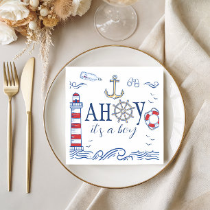 Serviette En Papier Serviettes de fête prénatale nautique 'Ahoy C'est