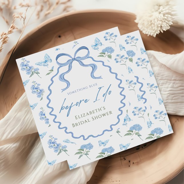Serviette En Papier Serviettes de fête prénuptiale avec hydrangea bleu (Créateur téléchargé)