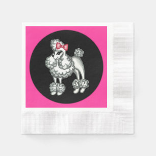 Serviette En Papier Serviettes de fête rétro années 50 Poodle français