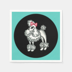 Serviette En Papier Serviettes de fête rétro French Poodle Sock Hop