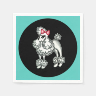 Serviette En Papier Serviettes de fête rétro French Poodle Sock Hop
