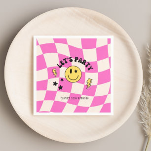 Serviette En Papier Serviettes de fête rétro rose vif prépa fun Y2K